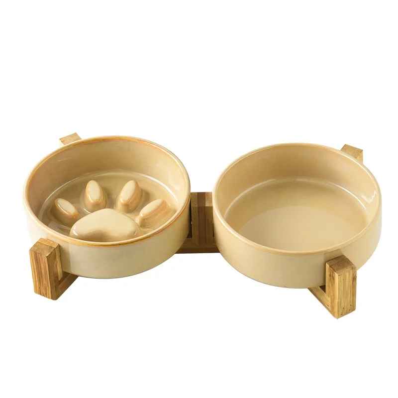 brun gamelle anti glouton céramique chat