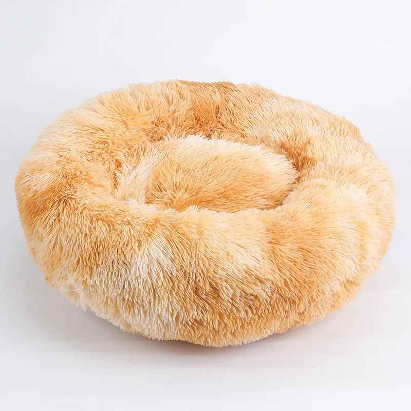 dégradé jaune lit rond forme donut pour chat