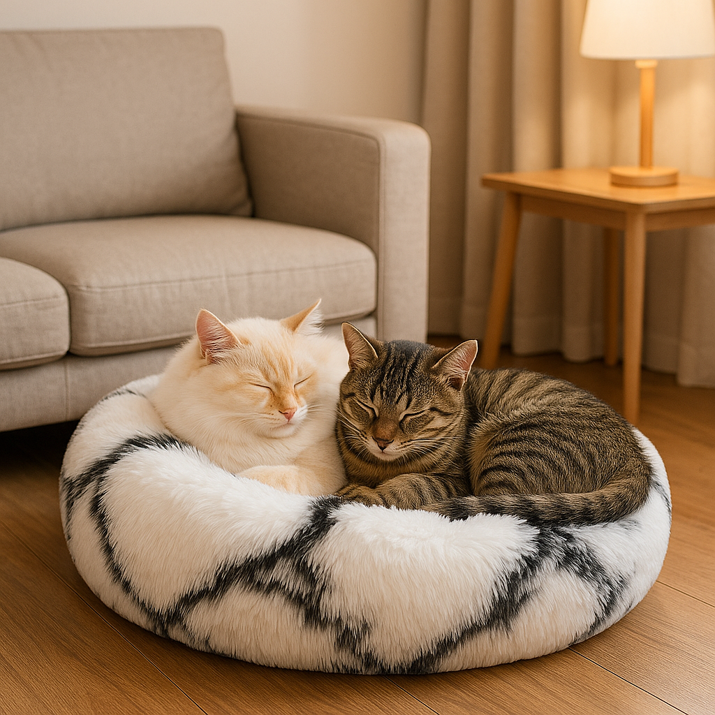 Lit rond en forme de Donut pour chat