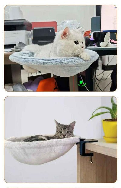 deux images de Hamac chat pour bureau ou table