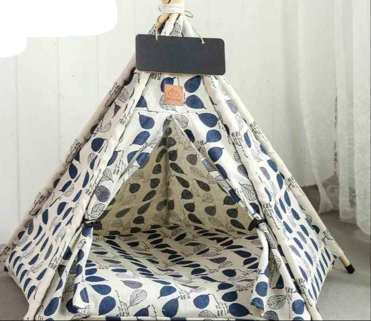 feuille bleue tente tipi chat