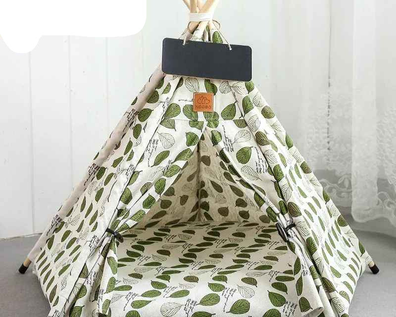 feuille verte tente tipi chat