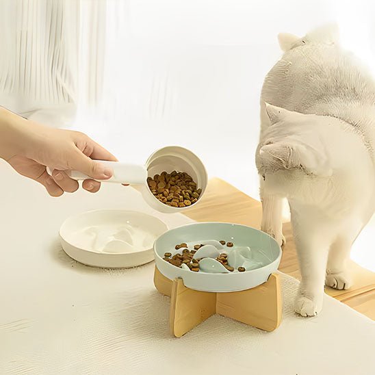 Gamelle anti glouton chat Céramique Poissons - Chat - Mellow