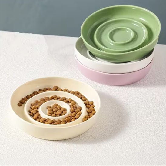Gamelle anti glouton chat Céramique Spirale - Chat - Mellow
