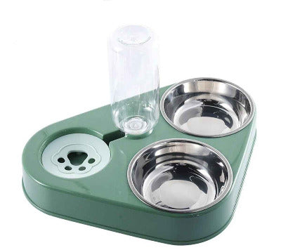 Gamelle chat en forme Triangle vert