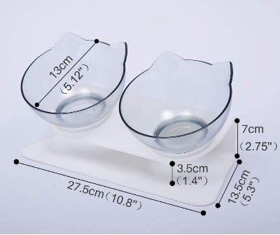 Gamelle pour chat | TĂȘte de chat Ergonomique - dimensions