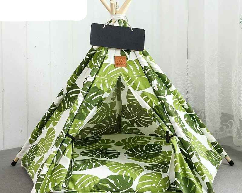 grande feuille verte tente tipi chat