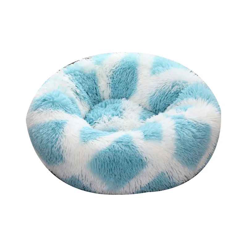 grillage blanc bleu lit rond forme donut pour chat