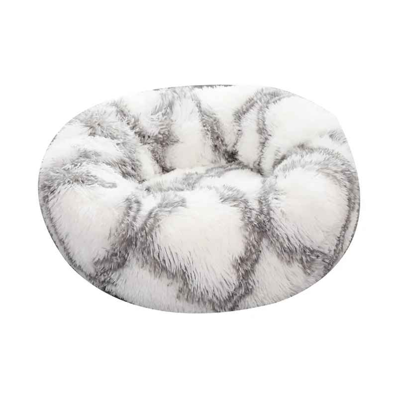 imprimé blanc gris lit rond forme donut pour chat