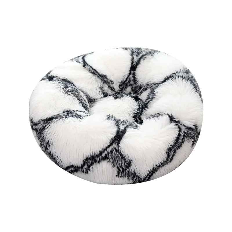 imprimé blanc noir lit rond forme donut pour chat