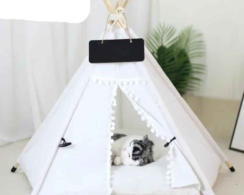 lin blanc tente tipi chat
