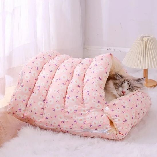 lit pour chat et chat endormi