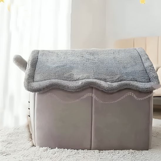 maison pour chat gris profil