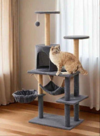 Arbre à chat / 2 Hamacs Multi - niveaux 130cm - chat sur plateforme