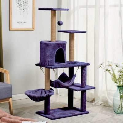 Arbre à chat / 2 Hamacs Multi - niveaux 130cm violet