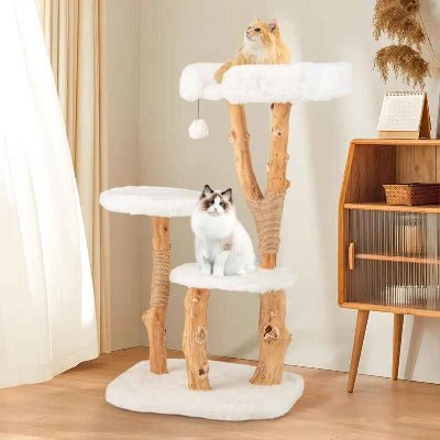 Arbre a chat en bois / Poirier massif 110cm 