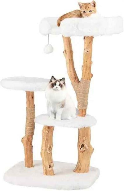 Arbre a chat en bois / Poirier massif 110cm 