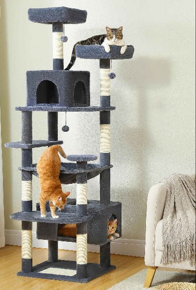 Arbre à chat XXL / Multi - activités 184cm  et trois chats