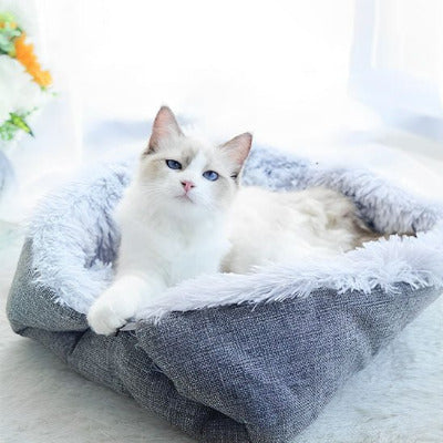chat blanc couché sans coussin pour chat transformable