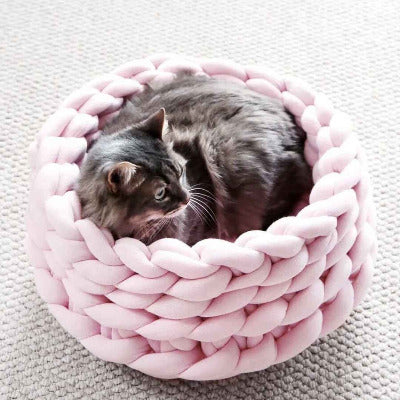 chat dans panier rose