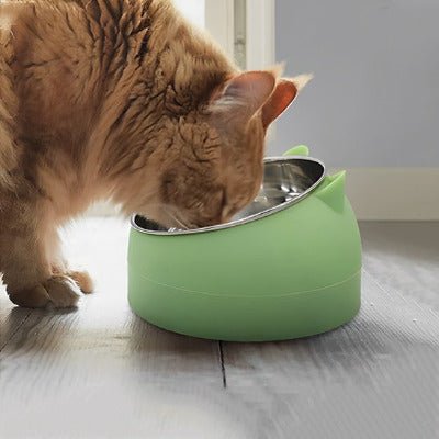 Gamelle chat | Oreilles de chat inclinaison à 15° - chat roux mange