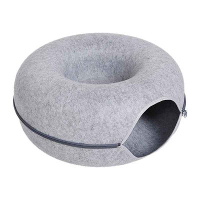 coussin pour chat donut gris clair