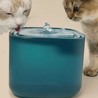 deux chats boivent dans la Fontaine à eau chat forme Cube 