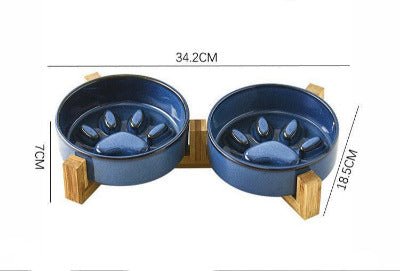 dimensions de l'ensemble Gamelle chat anti glouton céramique surélevée 