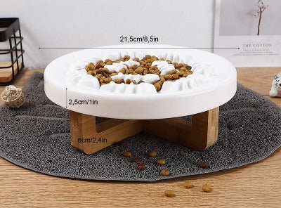 dimensions de l'ensemble de la Gamelle anti glouton céramique chat surélevée