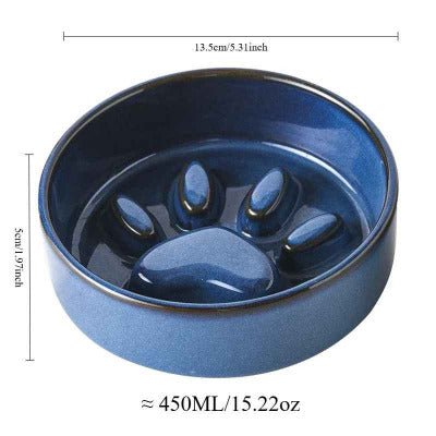 dimensions de la Gamelle chat anti glouton céramique surélevée 