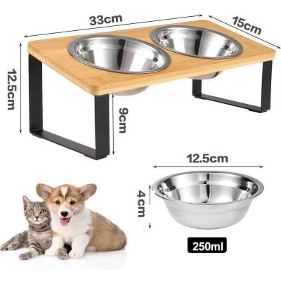 dimensions de la Gamelle chat surélevée 2 bols 