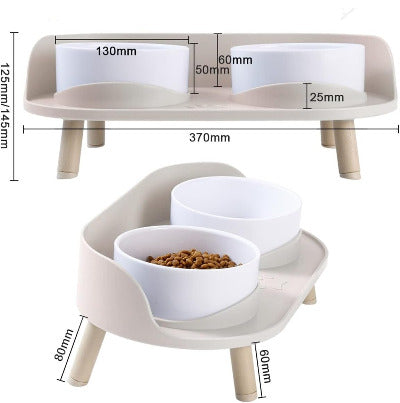 dimensions de la Gamelle chat surélevée à double bol 