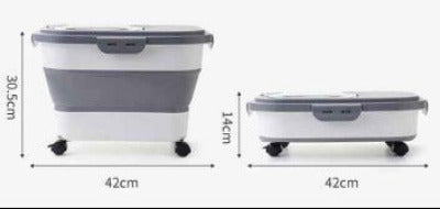 Boite à croquettes pour chat | Conservation Fraîcheur - dimensions avec roulettes