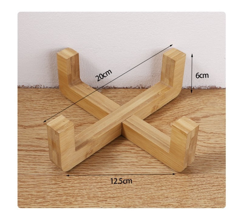dimensions support en bambou de la gamelle anti glouton