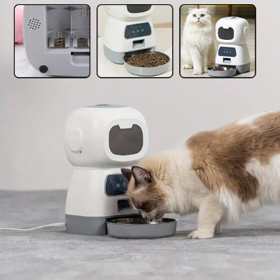 Distributeur de croquettes pour chat programmable - Nono et trois images