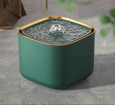 Fontaine à eau chat forme Cube vert doré