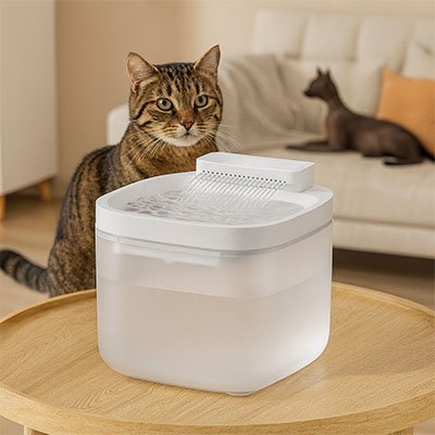 Fontaine eau chat | Filtration Continue - Chat - Mellow