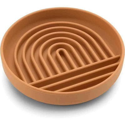 Gamelle anti glouton chat en silicone orange