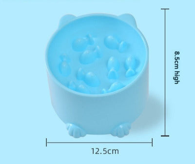 Gamelle anti glouton chat Surélevée Poissons bleu