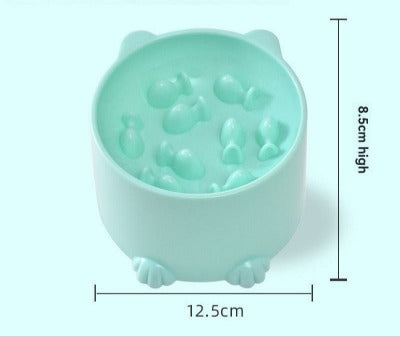 Gamelle anti glouton chat Surélevée Poissons vert