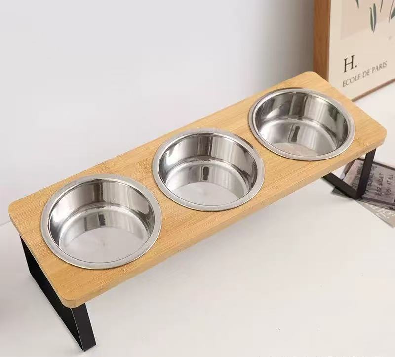 gamelle chat 3 bols pieds métalliques