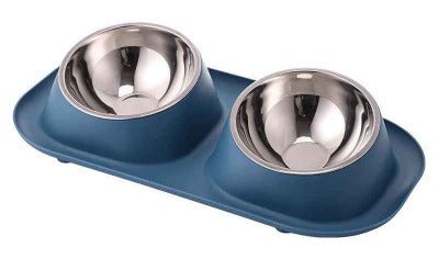 Gamelle chat | Double bol Ergonomique - bleu