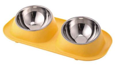 Gamelle chat | Double bol Ergonomique - jaune