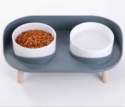 Gamelle chat surélevée à double bol gris foncé