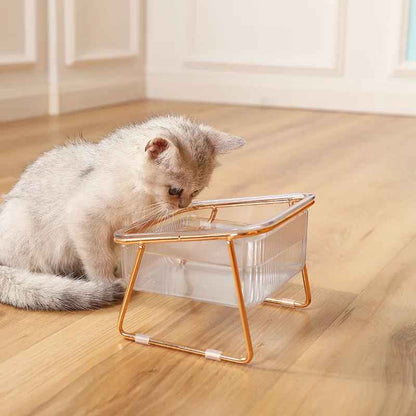 Gamelle chat surélevée - Doré & Transparent - Chat - Mellow