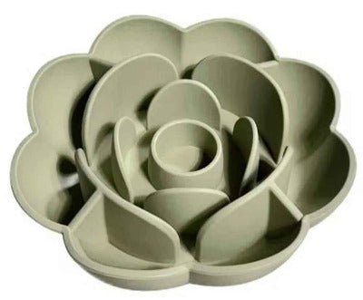 Gamelle pour chat anti glouton silicone fleur gris