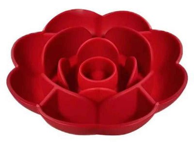 Gamelle pour chat anti glouton silicone fleur rouge