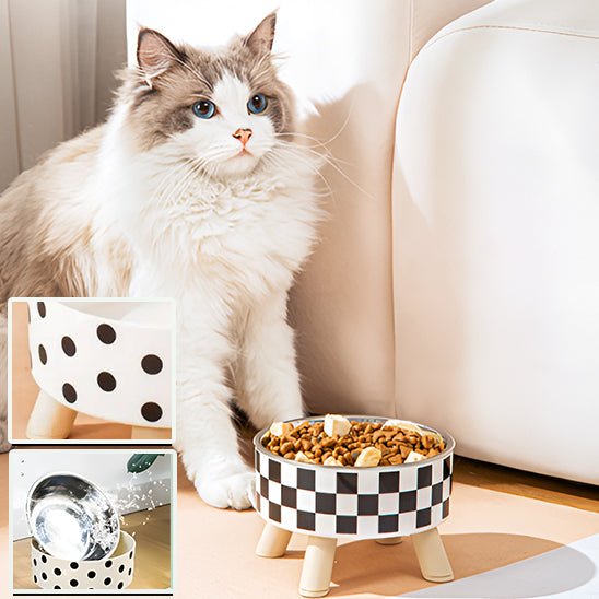 Gamelle pour chat surélevée - Black & White - Chat - Mellow