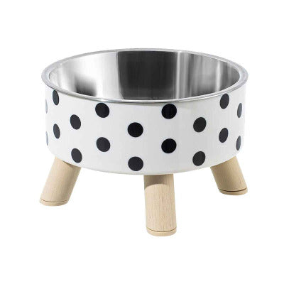 Gamelle pour chat surélevée Black & White pois noir