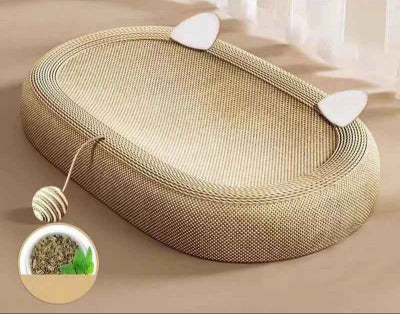 Griffoir lit chat de forme ovale avec oreilles de chat